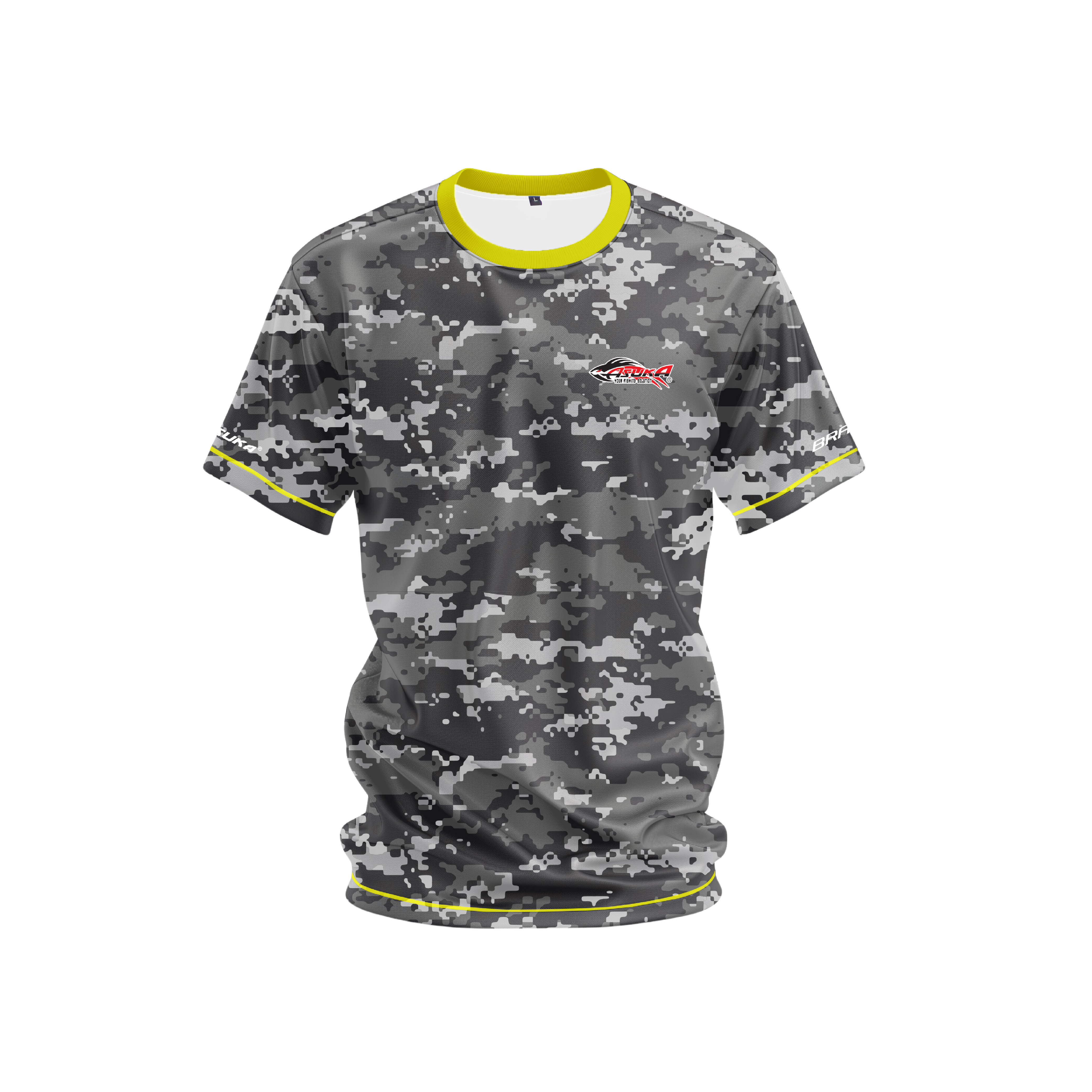 Asuka Fishing  | Asuka Camo Grey with Yellow Lining T-Shirt